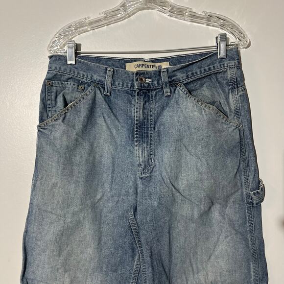 Vintage Y2K GAP Carpenter 100% Cotton Distressed Blue Denim Jeans Men’s 31x32 - Picture 2 of 7